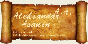 Aleksandar Ašanin vizit kartica